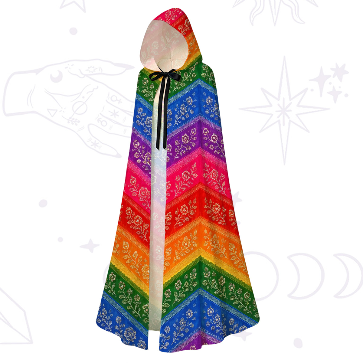 Purplehecate Rainbow Striped Sacred Heart Hooded Cloak