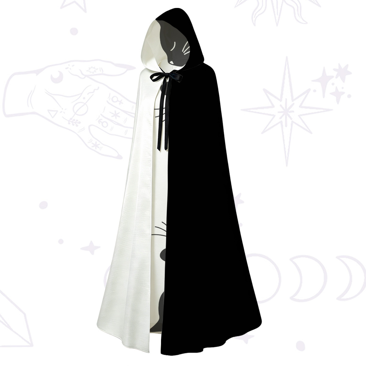 Purplehecate Yin Yang Cat Lover Hooded Cloak