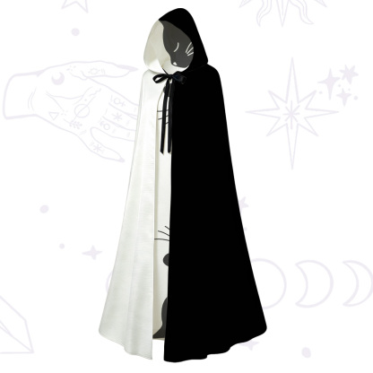 Purplehecate Yin Yang Cat Lover Hooded Cloak
