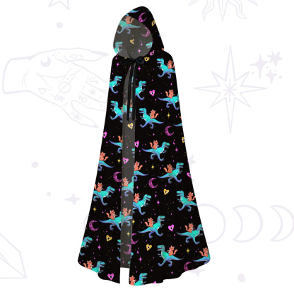 Purplehecate Witch Cat Rides the Dino Hooded Cloak