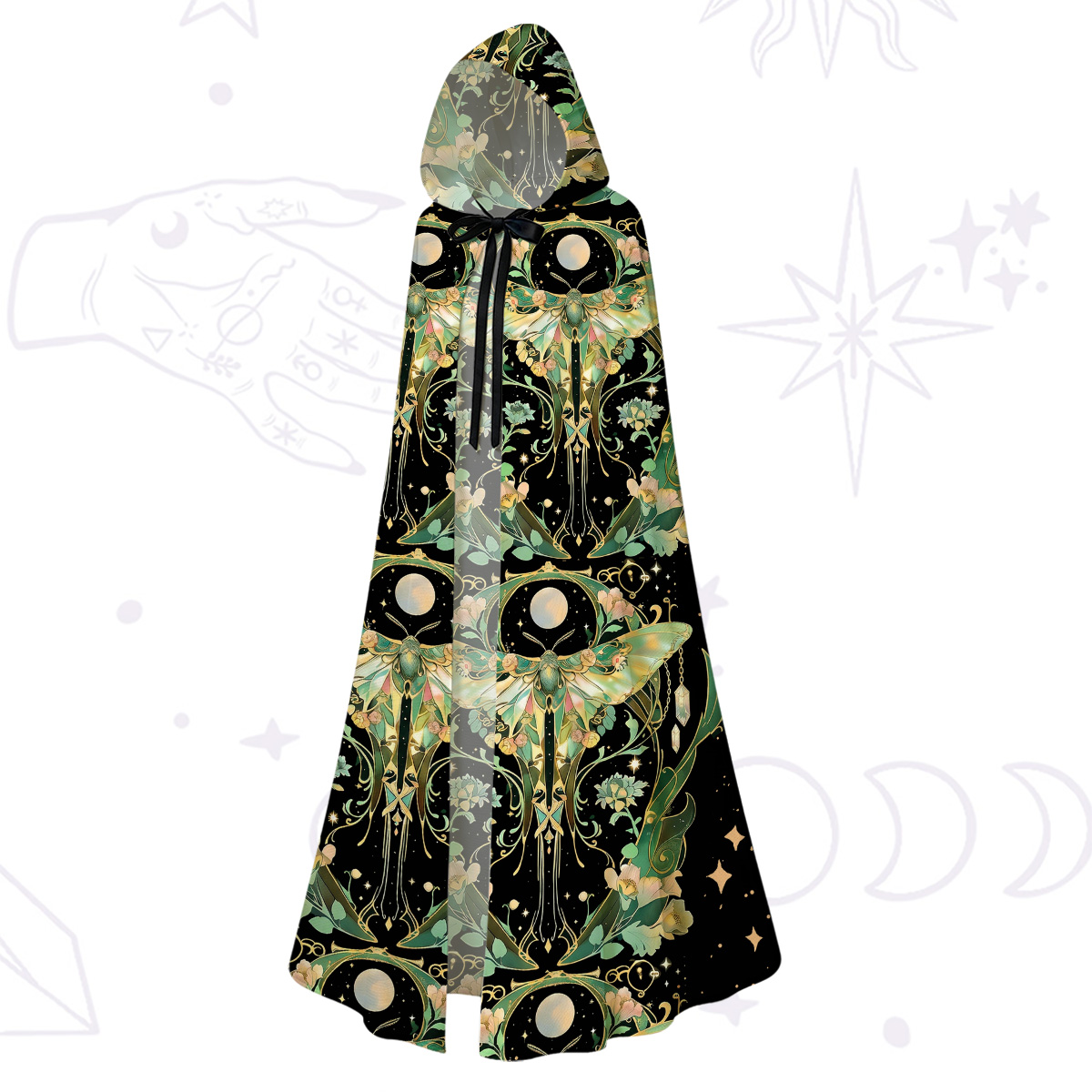 Purplehecate Moon Moth Rave Hooded Cloak