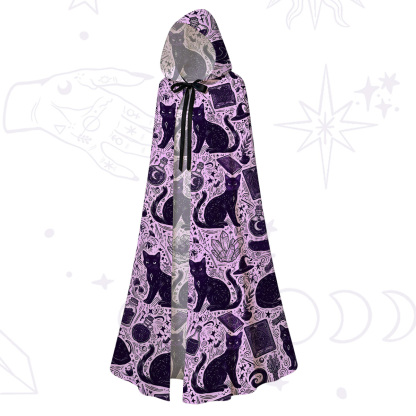 Purplehecate Midnight Black Cat Witch Potion Hooded Cloak