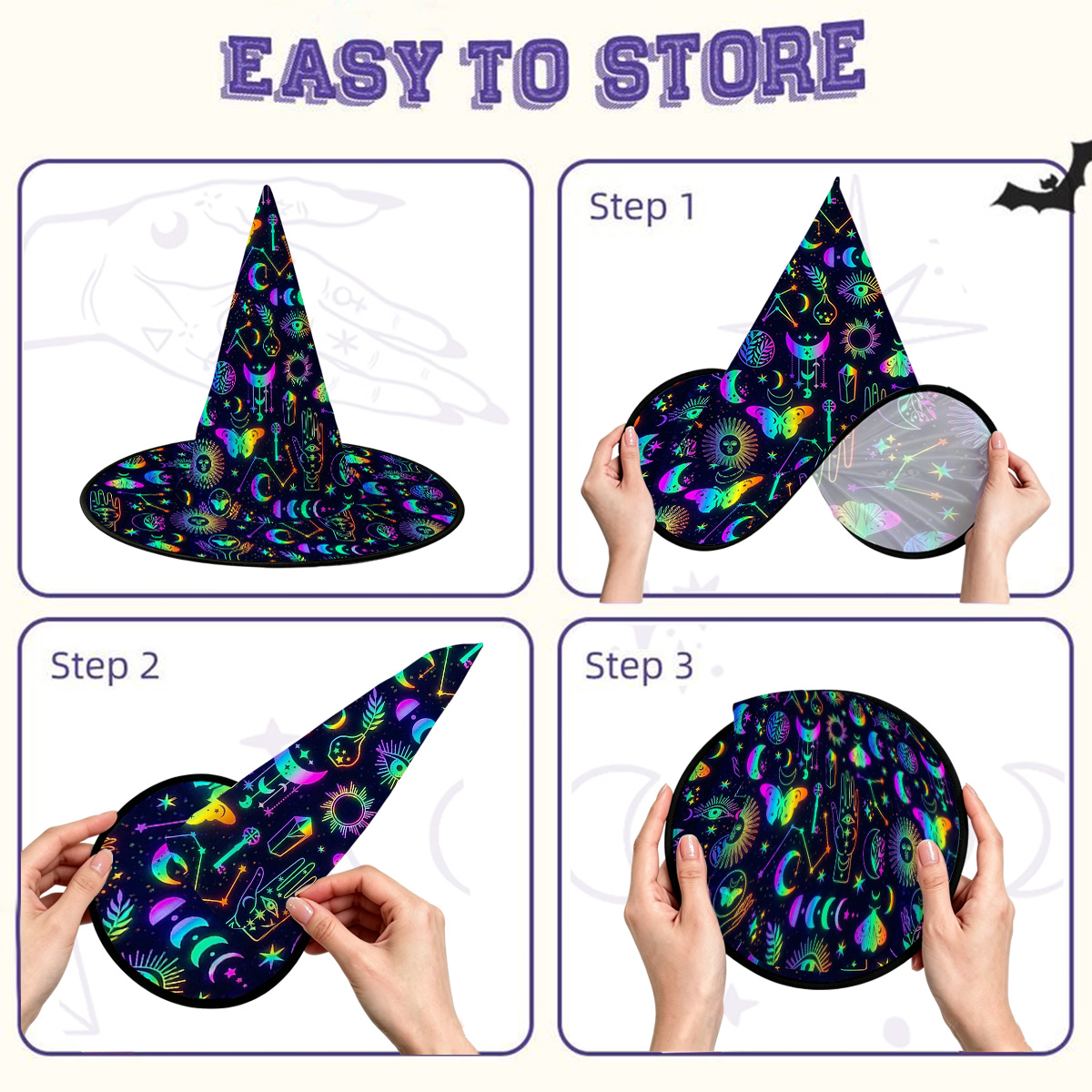 Purplehecate Blacklight Butterfly Witch Hat