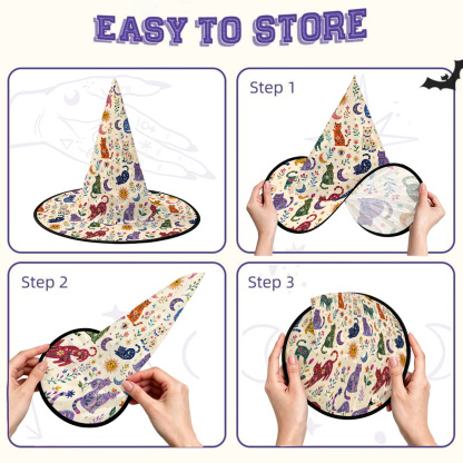 Purplehecate Rainbow Magic Cats Witch Hat