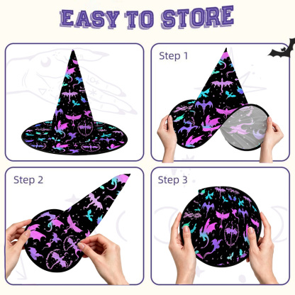 Purplehecate Neon Fantasy Dragon Allover Witch Hat