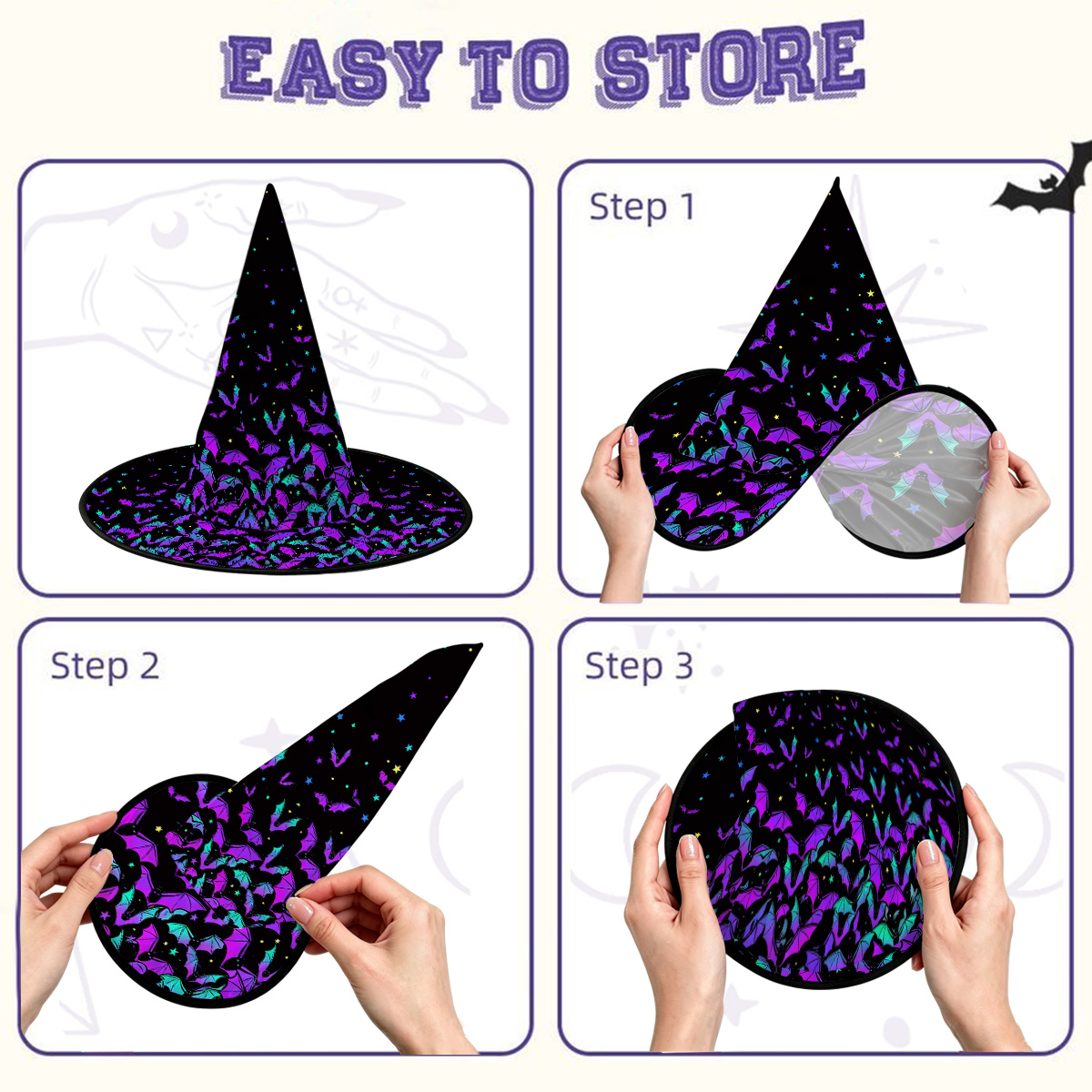 Purplehecate Rainbow Bat Witch Hat
