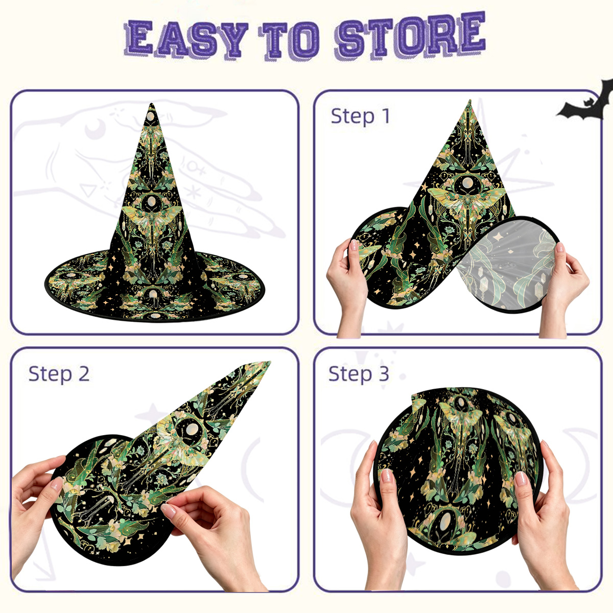 Purplehecate Moon Moth Rave Witch Hat