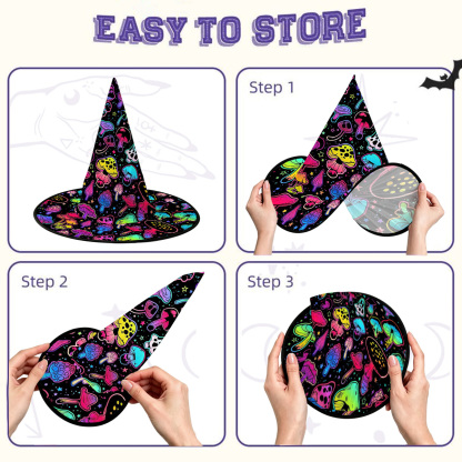 Purplehecate Psychedelic Mushroom Rave Witch Hat