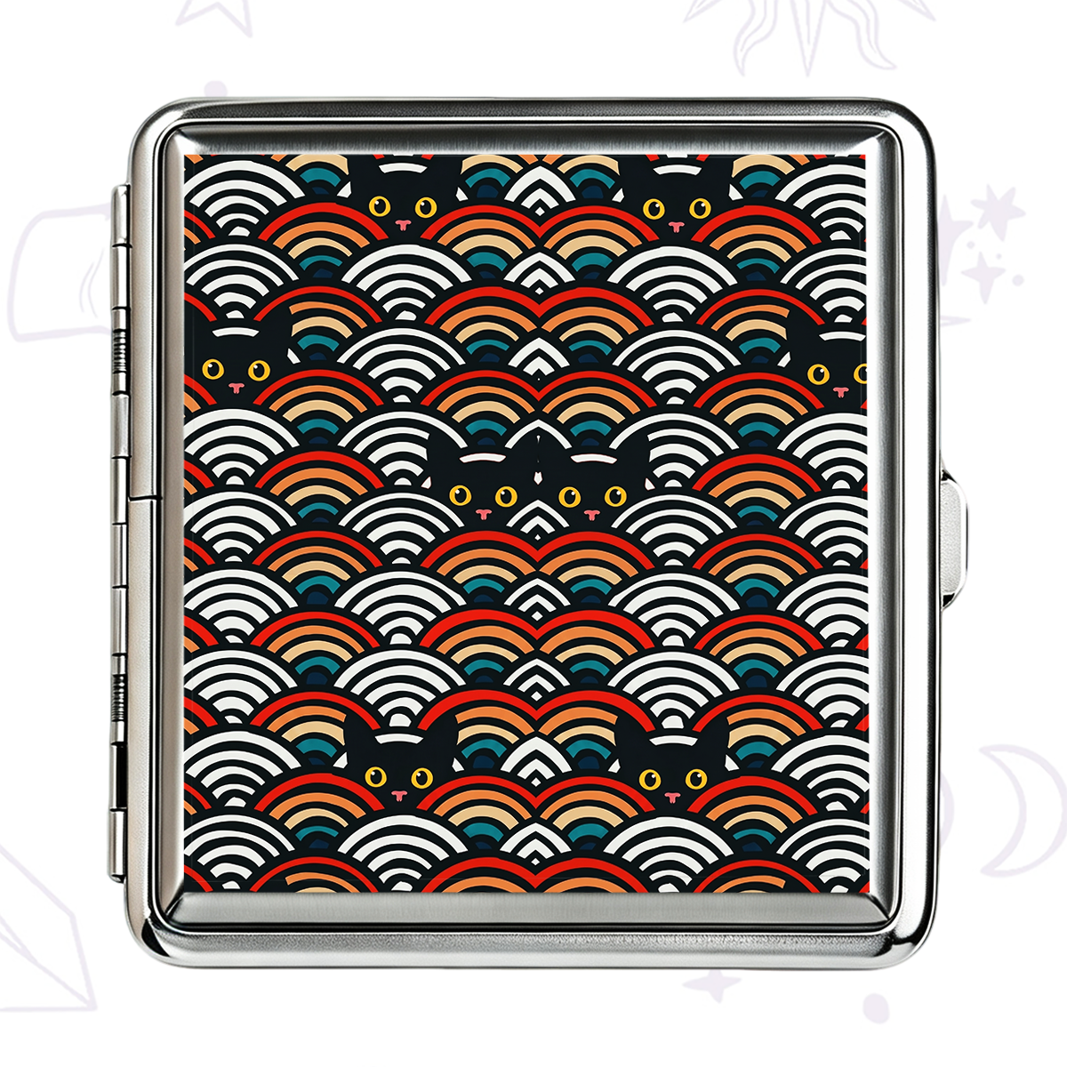 Purplehecate Rainbow Black Cat Waves Cigarette Case