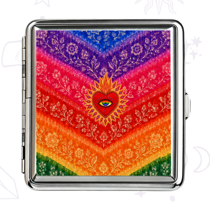 Purplehecate Rainbow Striped Sacred Heart Cigarette Case
