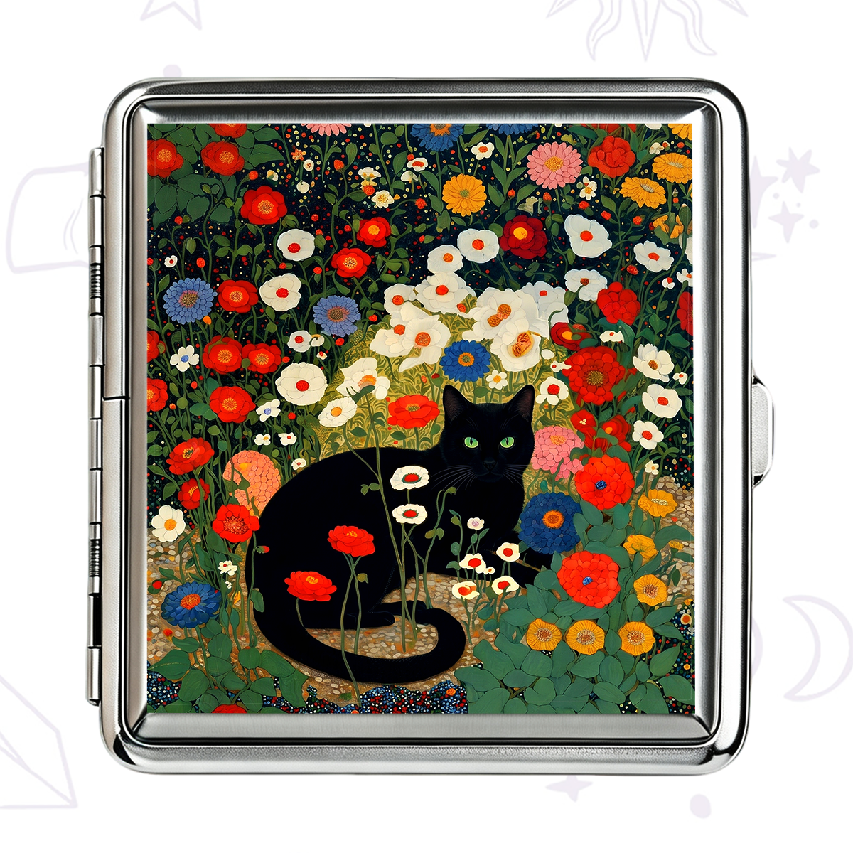 Purplehecate Vintage The Cat in Bloom Cigarette Case
