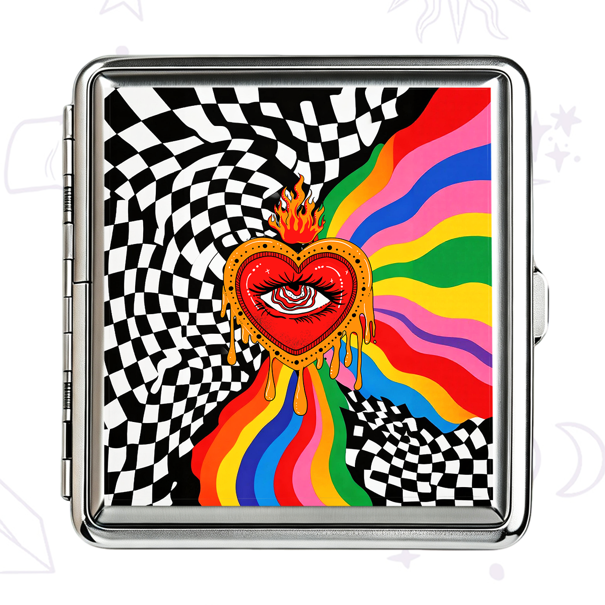 Purplehecate Trippy Rainbow Heart Eye Cigarette Case