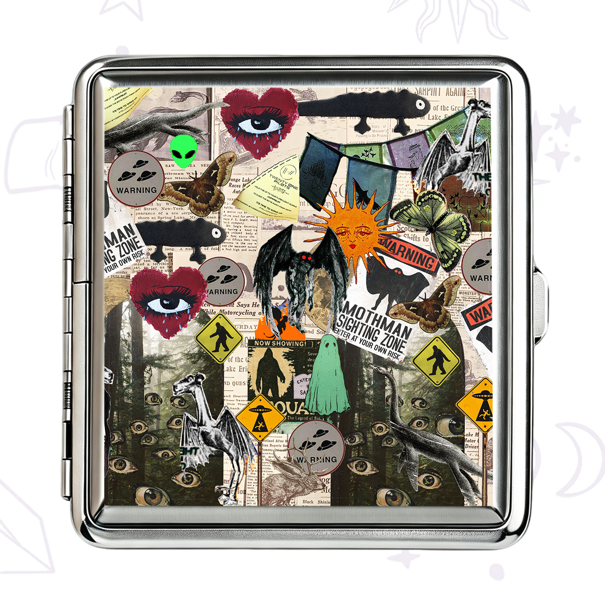 Purplehecate Cryptid Warning Collage Cigarette Case