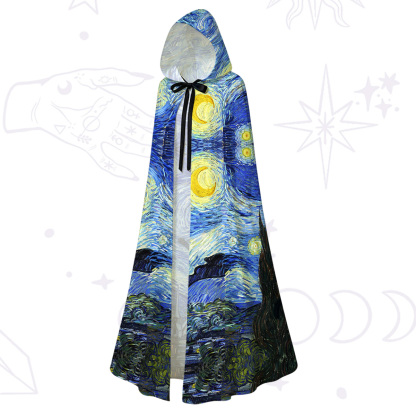 Purplehecate Witch Cat Under the Starry Night Hooded Cloak