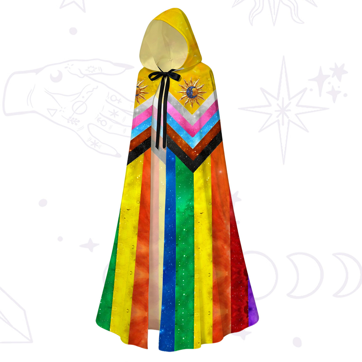 Purplehecate Progress Pride Sunburs Hooded Cloak