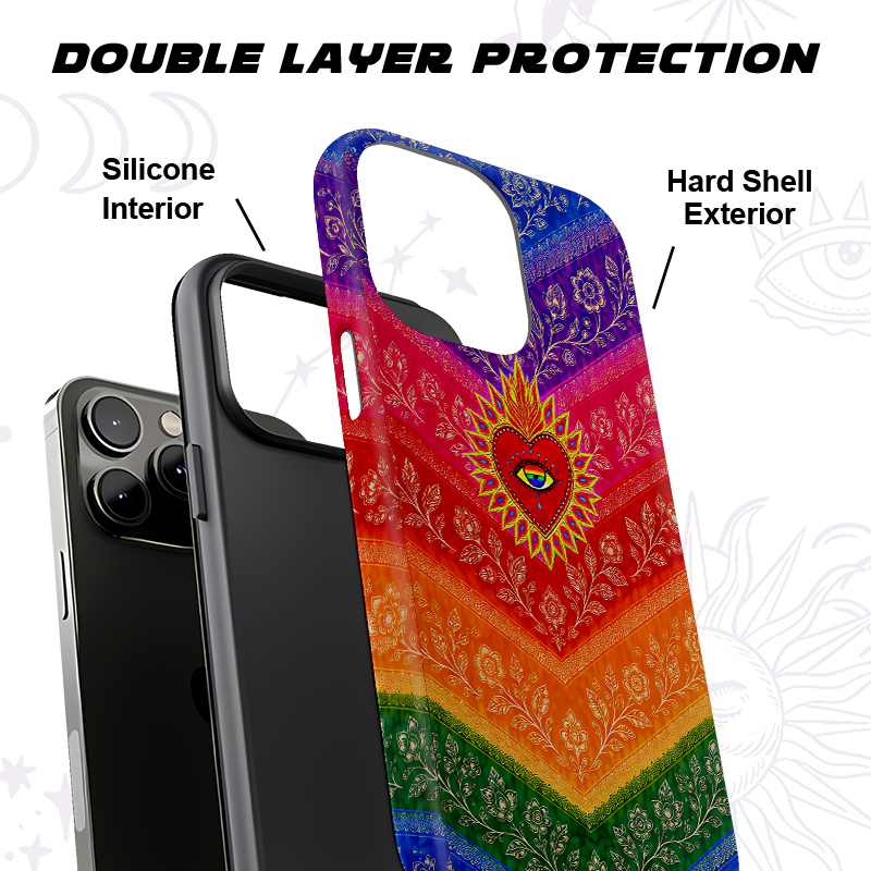 Purplehecate Rainbow Striped Sacred Heart Phone Case