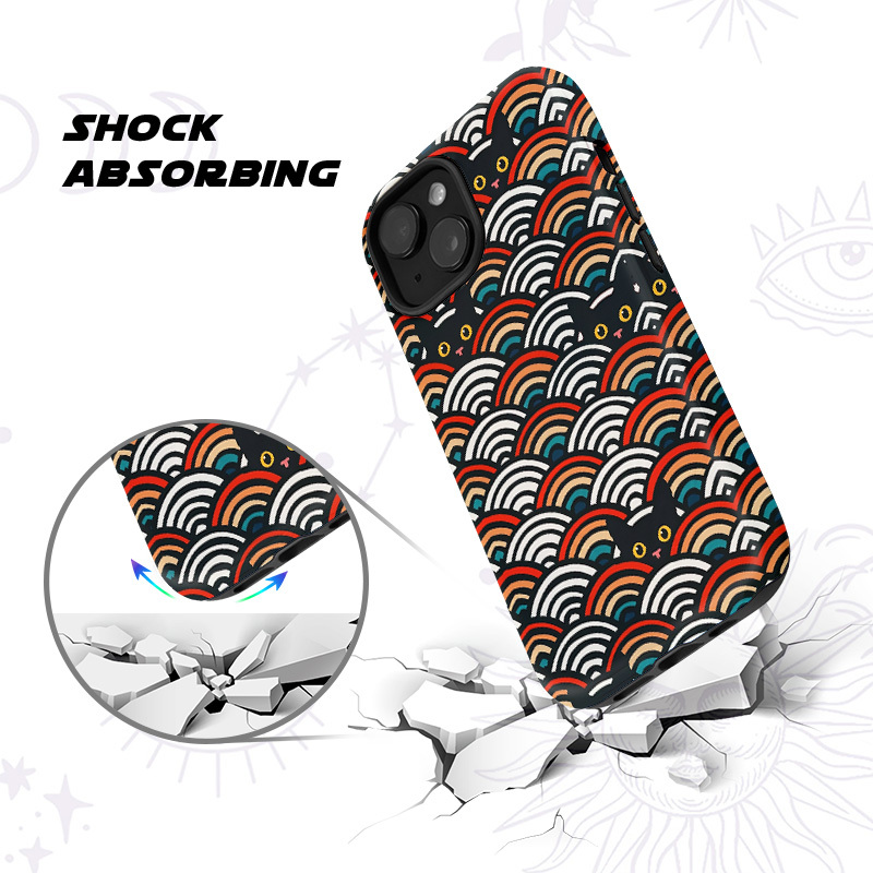 Purplehecate Rainbow Black Cat Waves Phone Case