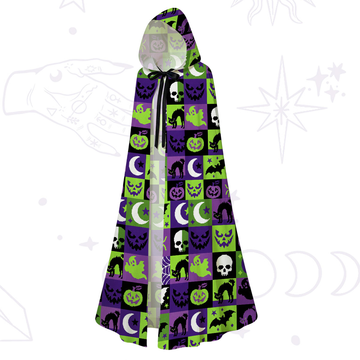 Purplehecate Spooky Patchwork Halloween Hooded Cloak