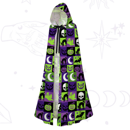 Purplehecate Spooky Patchwork Halloween Hooded Cloak