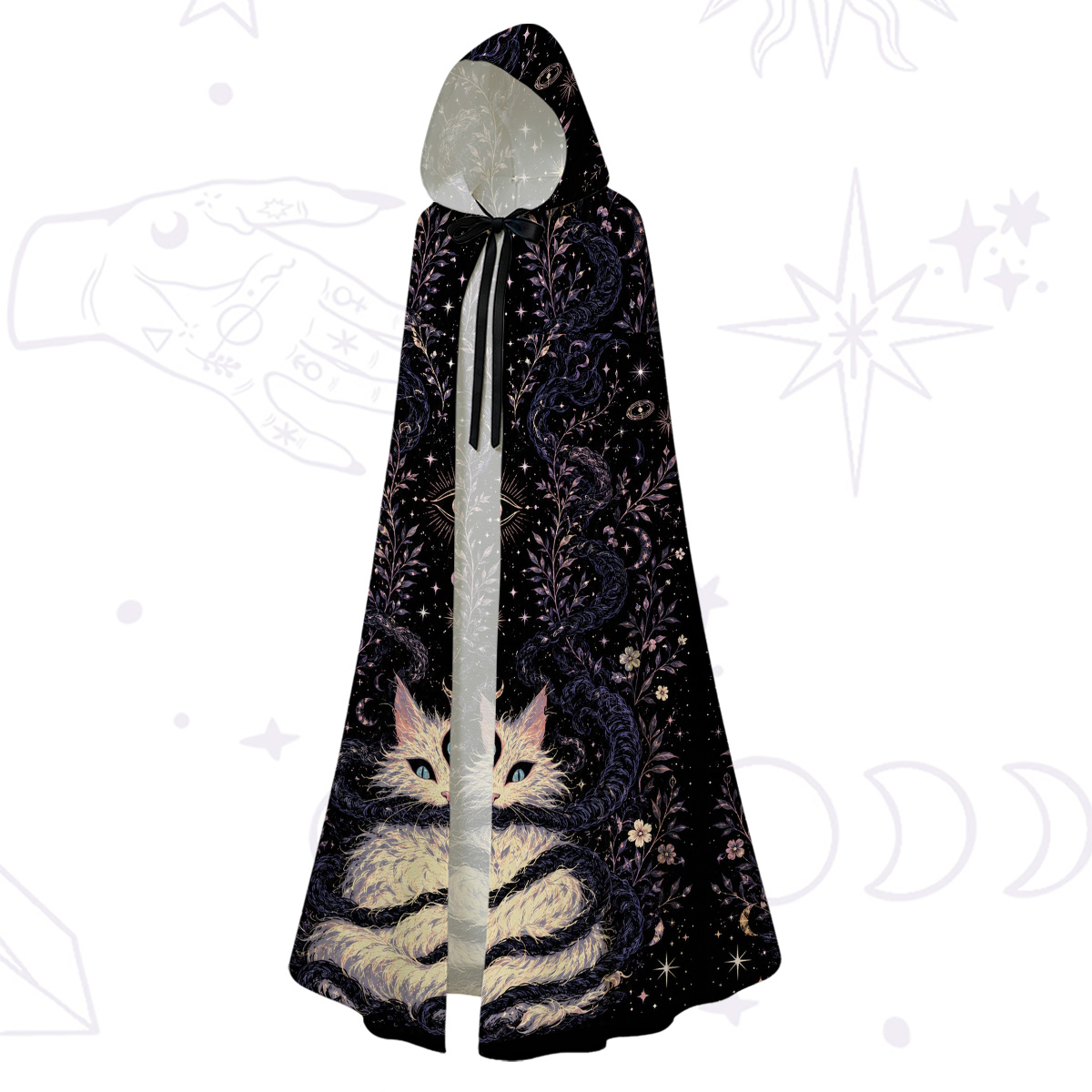 Purplehecate Moon Phase Oracle Cat Hooded Cloak