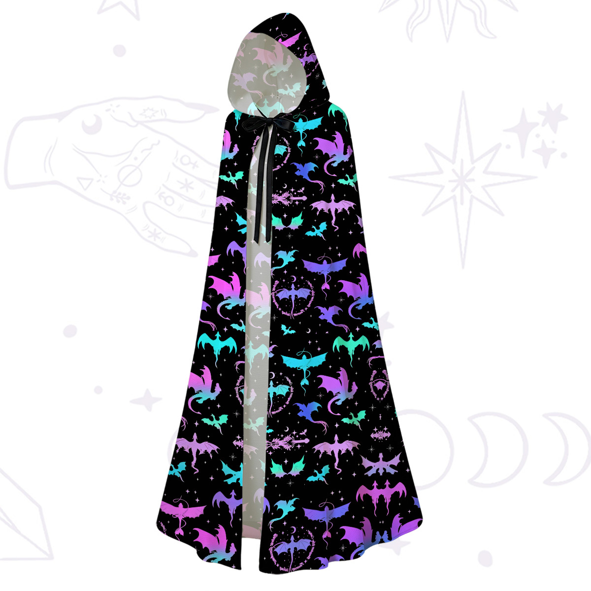 Purplehecate Neon Fantasy Dragon Allover Hooded Cloak