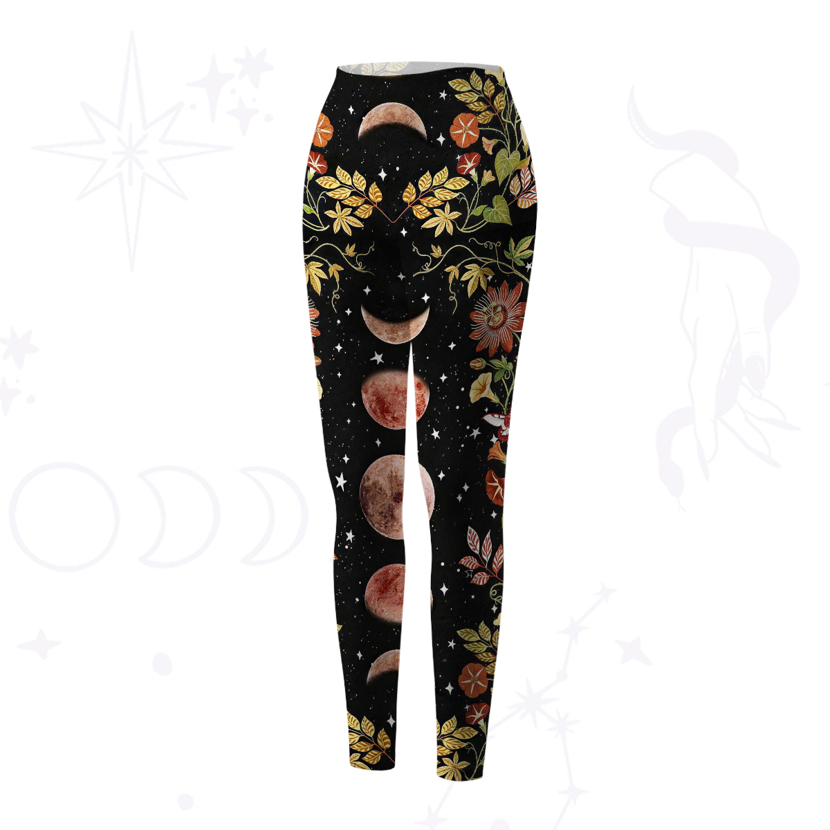 Purplehecate Moon Phase Floral Yoga Pants