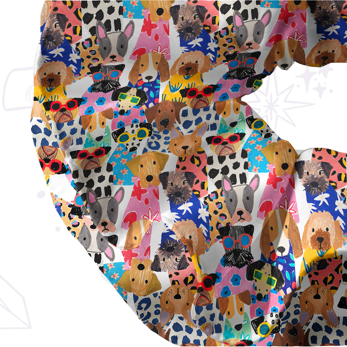 Purplehecate Puppy Parade Double Layer Scrunchie