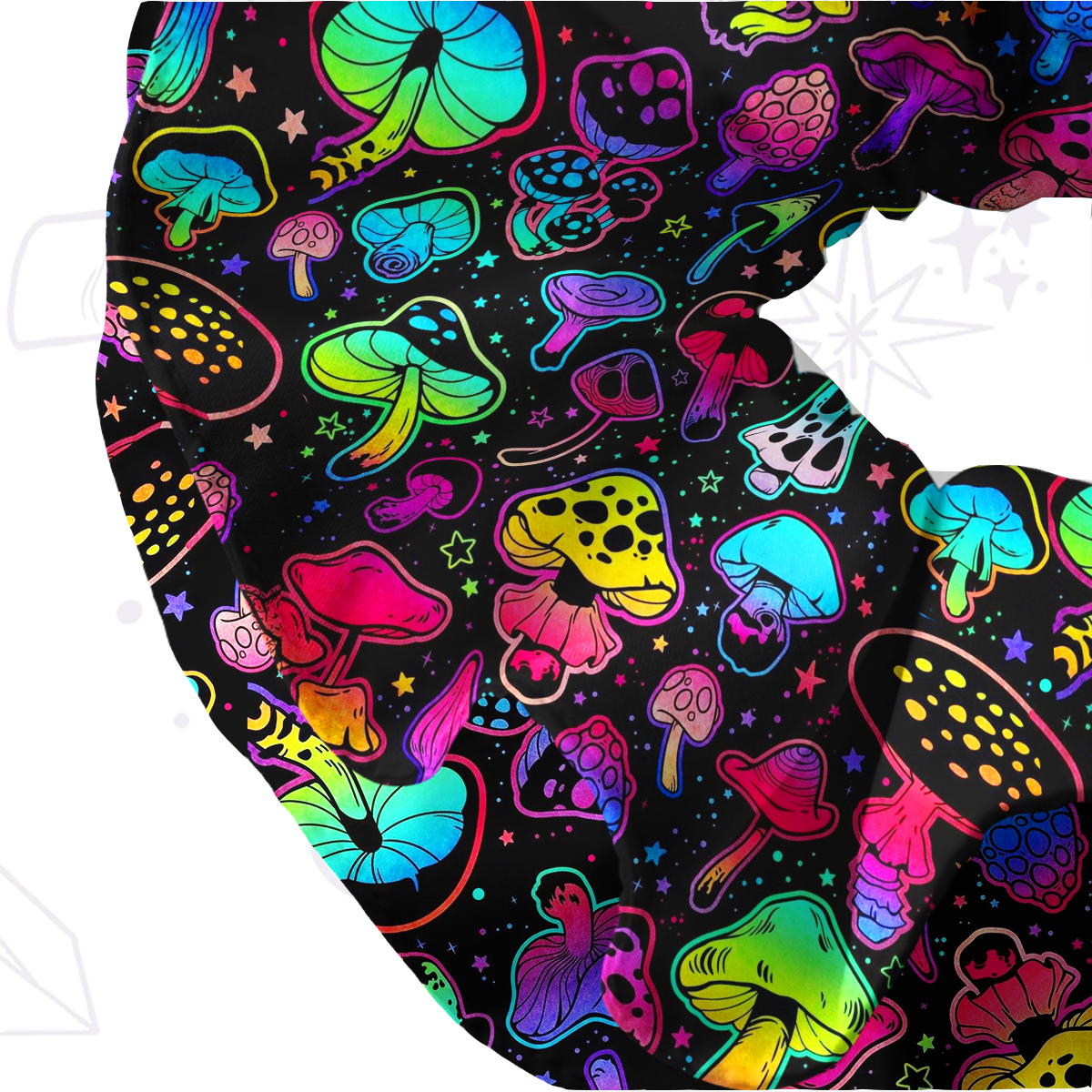 Purplehecate Psychedelic Mushroom Rave Double Layer Scrunchie