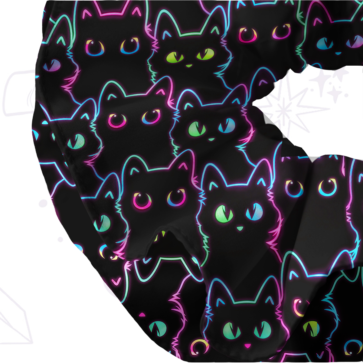 Purplehecate Neon Glow Stacked Cats Double Layer Scrunchie