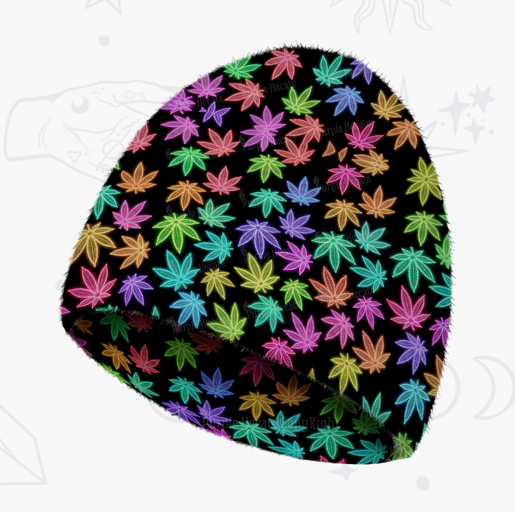 Purplehecate Trippy Weed Fuzzy Knit Beanie