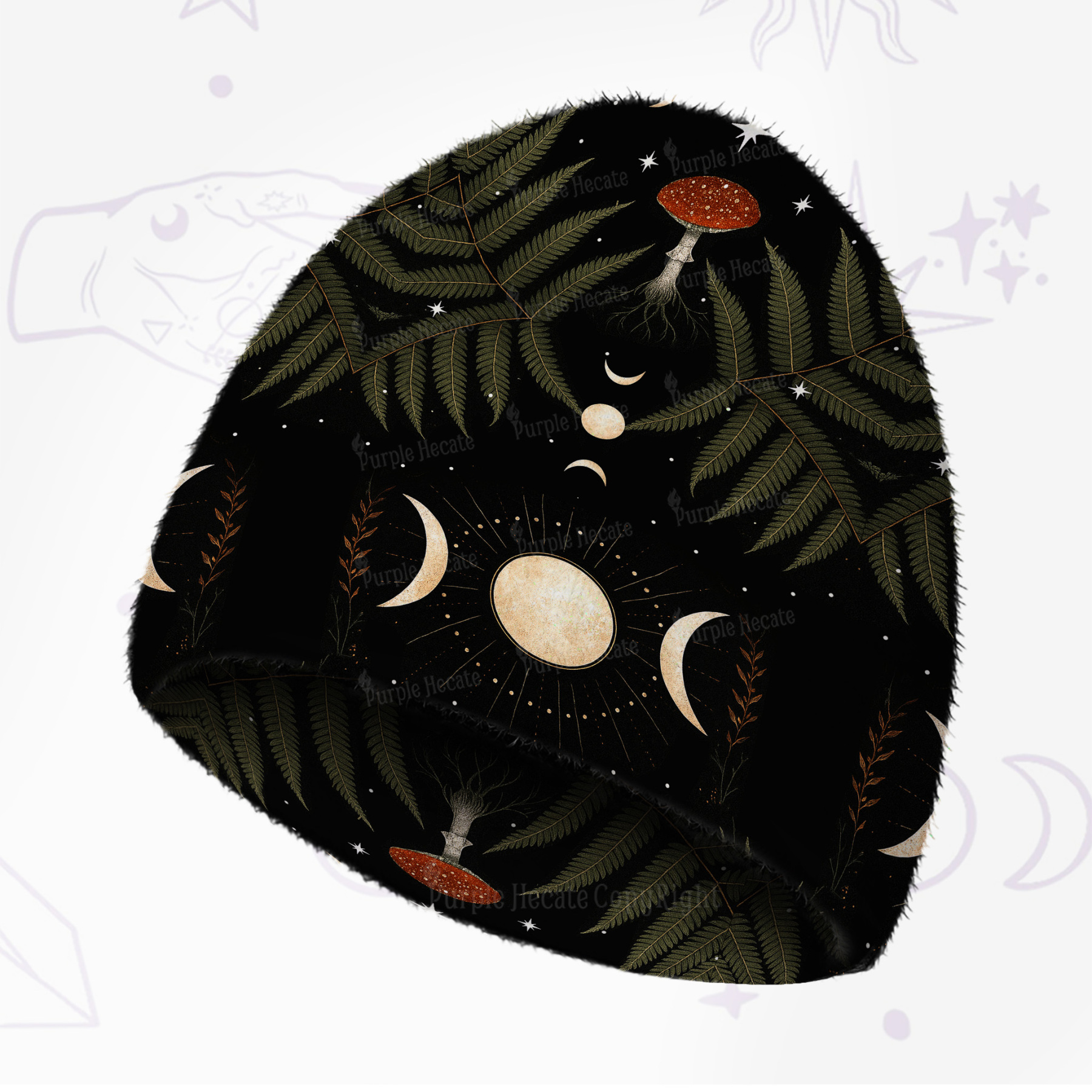 Purplehecate Moonlit Mushroom Gown Fuzzy Knit Beanie