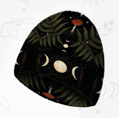 Purplehecate Moonlit Mushroom Gown Fuzzy Knit Beanie