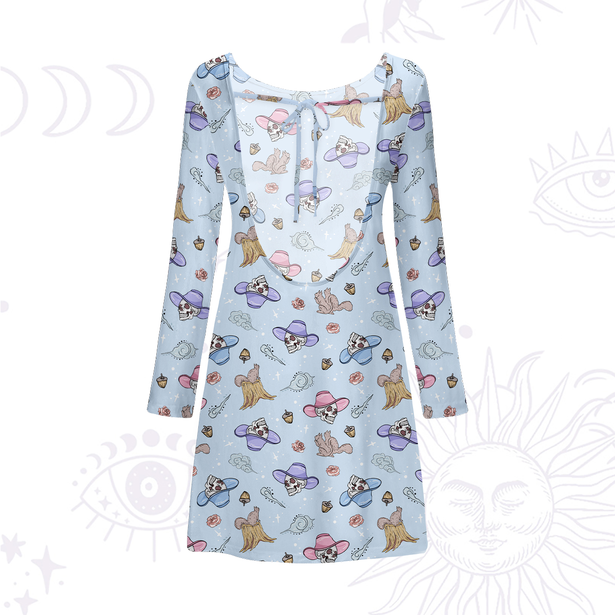 Purplehecate Magical Cowboy Skull Beachwear Cover-Up Dress