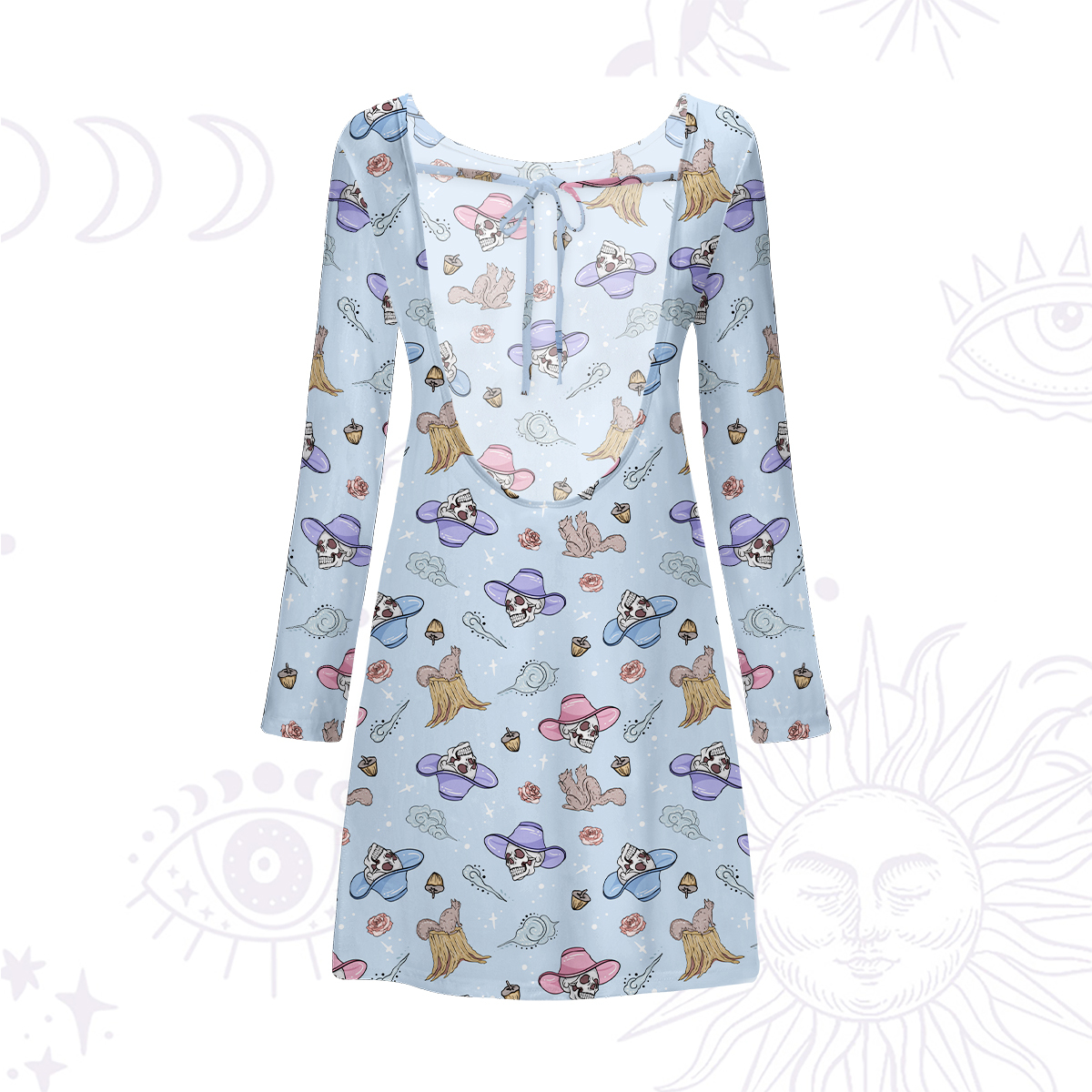 Purplehecate Magical Cowboy Skull Beachwear Cover-Up Dress