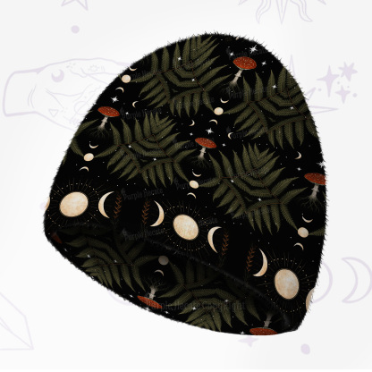 Purplehecate Moonlit Mushroom Gown Fuzzy Knit Beanie