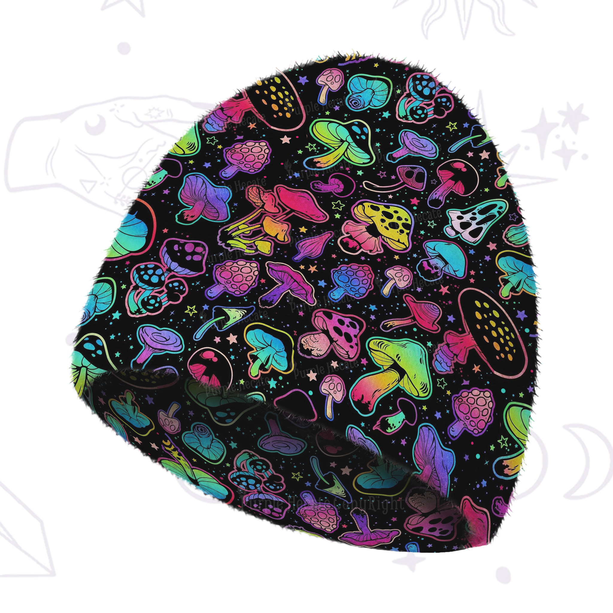 Purplehecate Psychedelic Mushroom Rave Fuzzy Knit Beanie