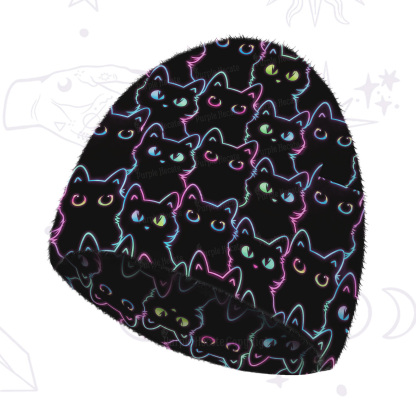 Purplehecate Neon Glow Stacked Cats Fuzzy Knit Beanie