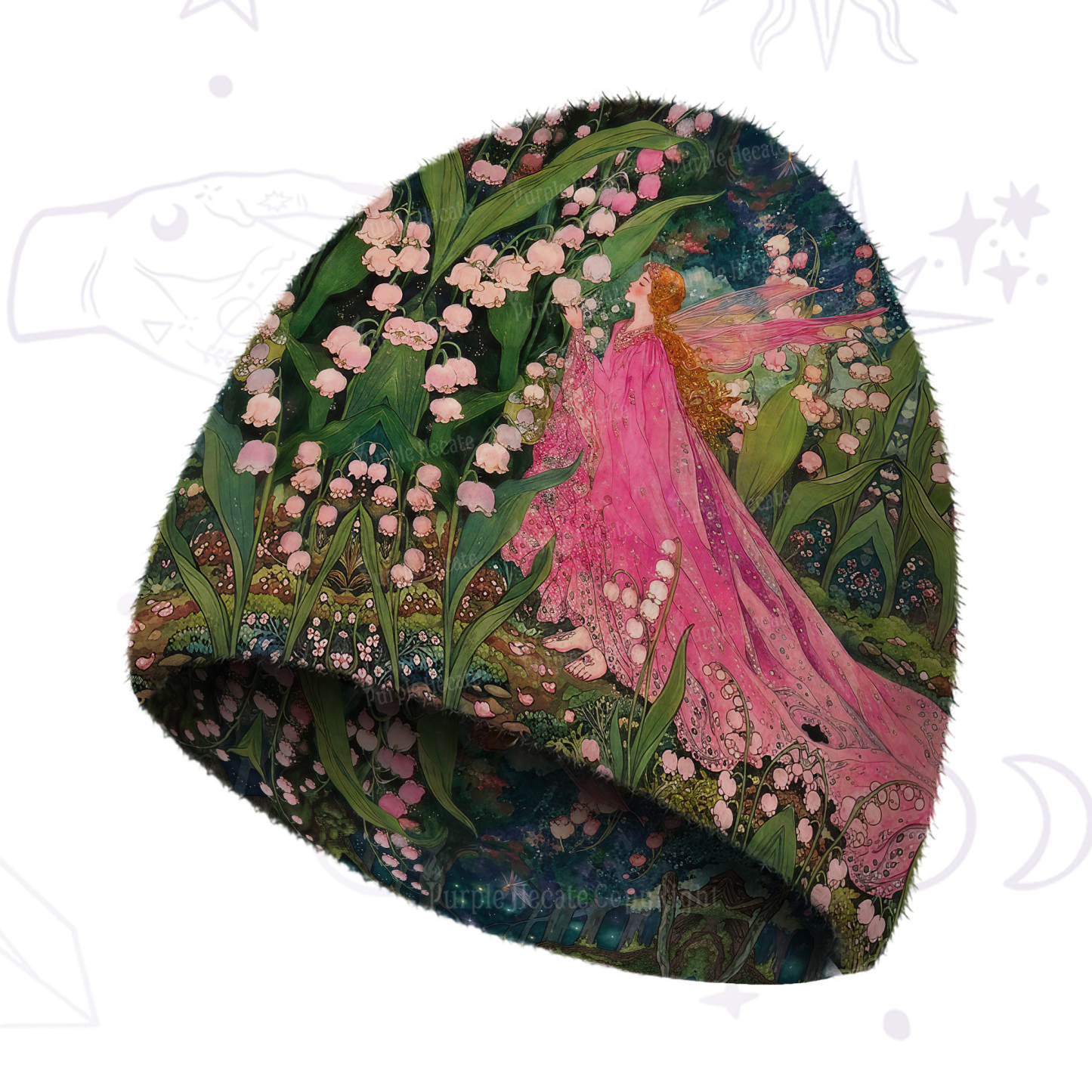 Purplehecate Mystic Secret Lily Fairy Forest Fuzzy Knit Beanie