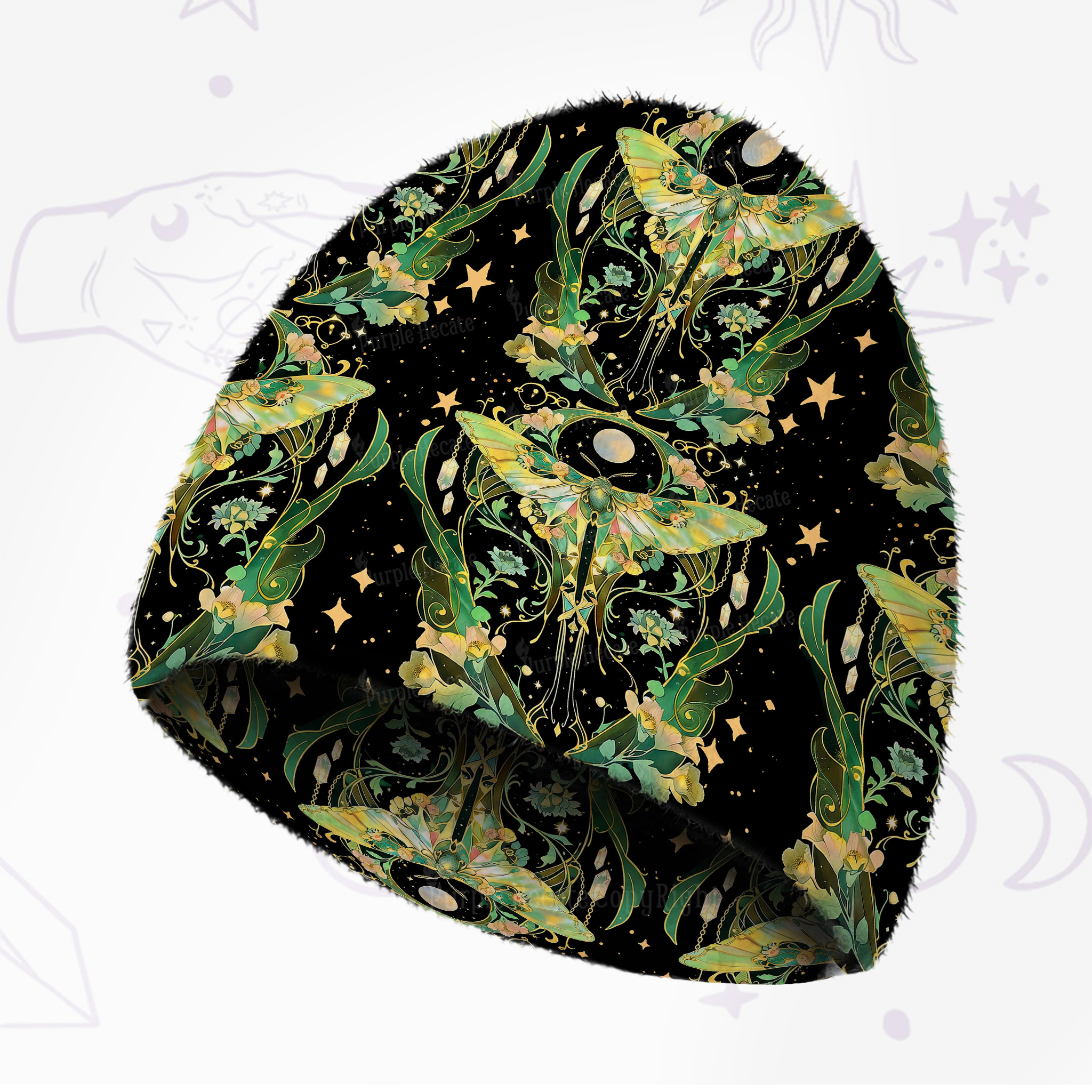 Purplehecate Moon Moth Rave Fuzzy Knit Beanie