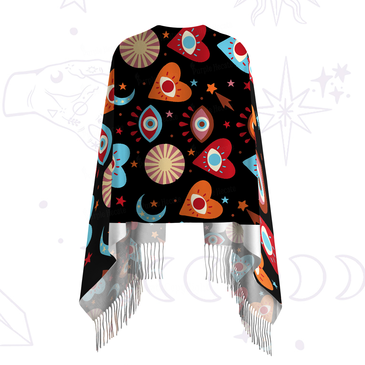 Purplehecate The Enchanted Eye of Love Printed Fringe Scarf