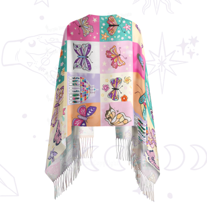 Purplehecate Dreamy Butterfly Garden Printed Fringe Scarf
