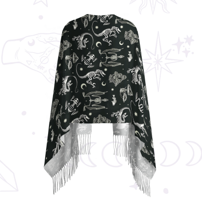 Purplehecate Prehistoric Fantasy Printed Fringe Scarf