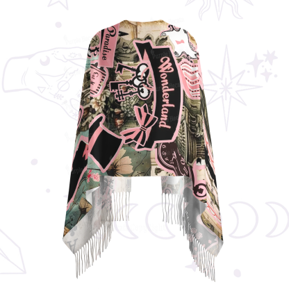 Purplehecate Wonderland Alice’s Tea Party Printed Fringe Scarf