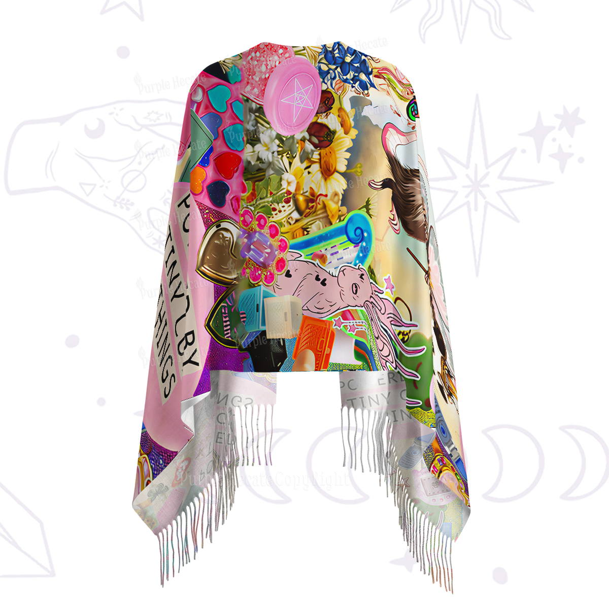 Purplehecate The Opossum Queen's Hoard Printed Fringe Scarf