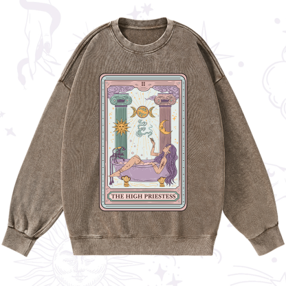Purplehecate The High Priestess Tarot Washed Sweatshirt