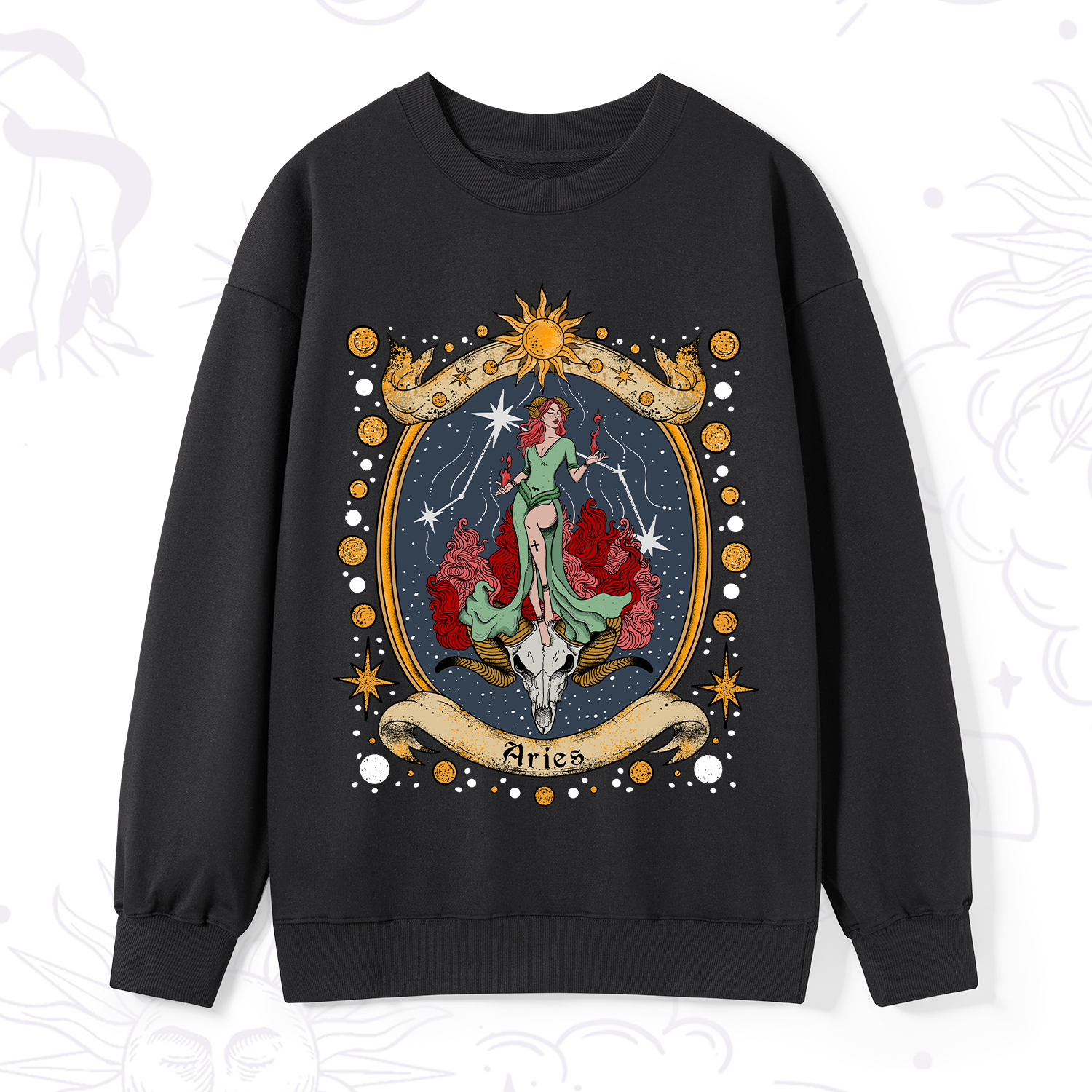 Purplehecate Celestial Aries Zodiac Sweatshirt