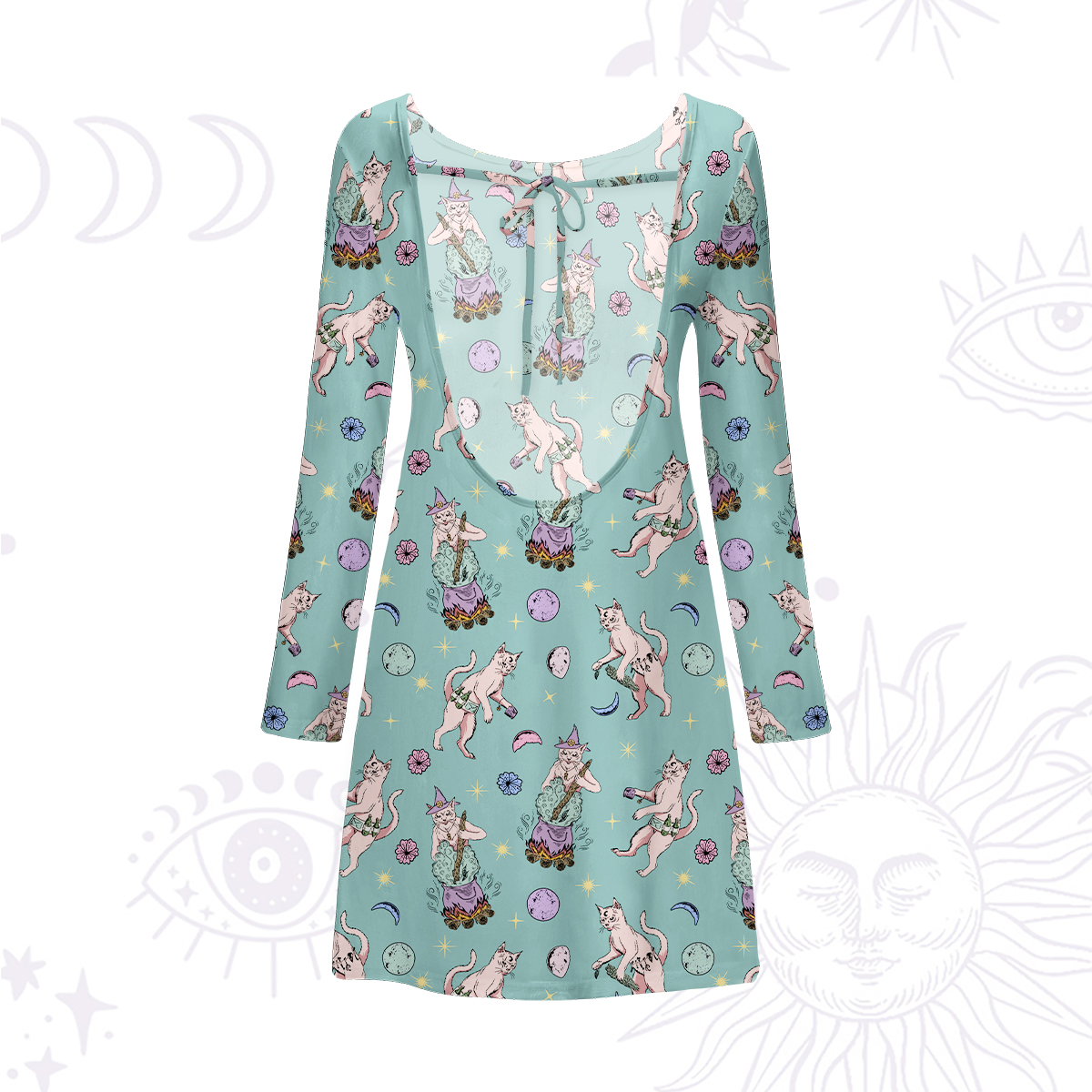 Purplehecate Cat Coven Beachwear Cover-Up Dress