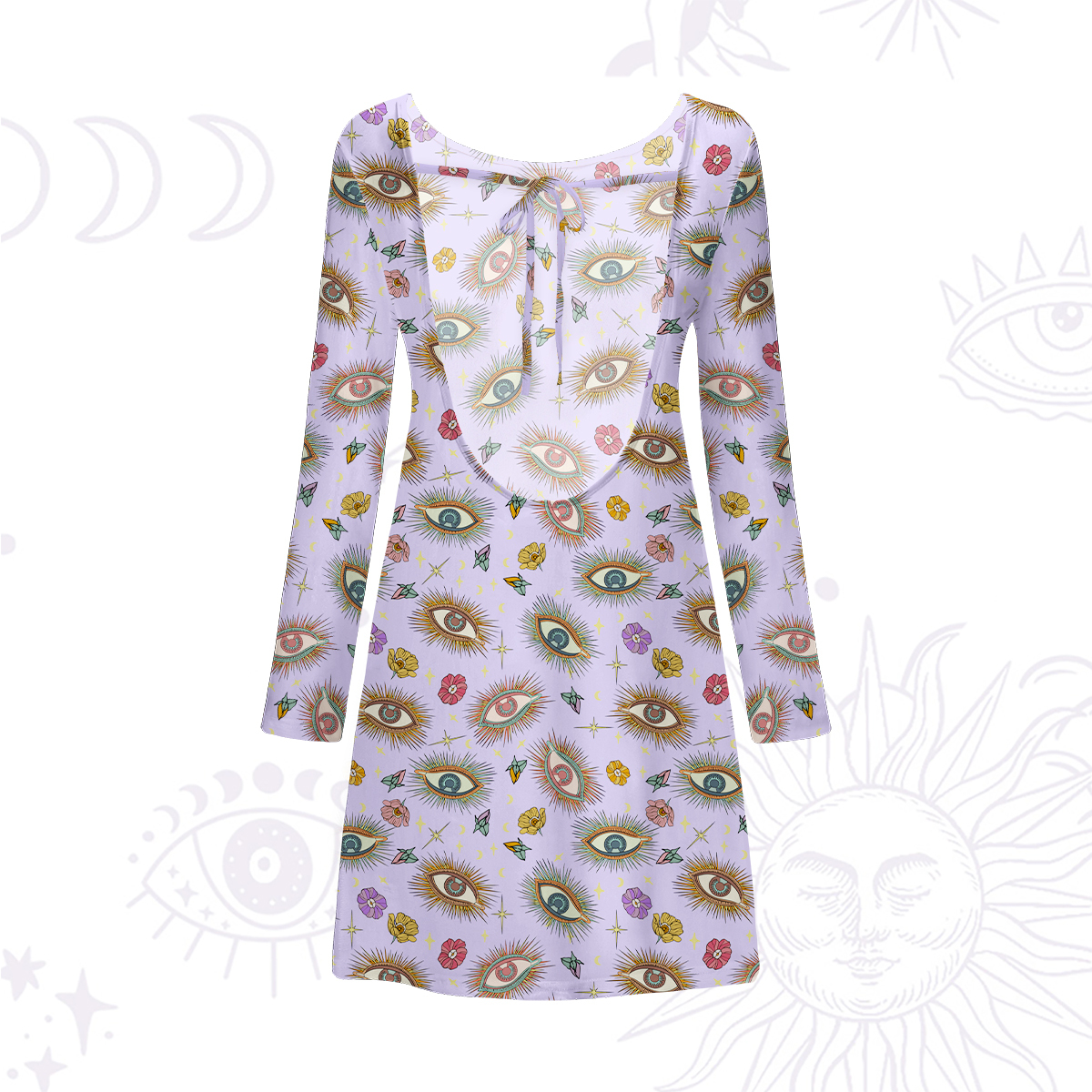 Purplehecate Evil Eye Pattern Beachwear Cover-Up Dress