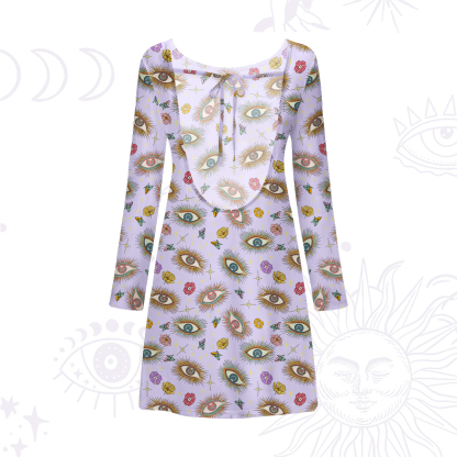 Purplehecate Evil Eye Pattern Beachwear Cover-Up Dress