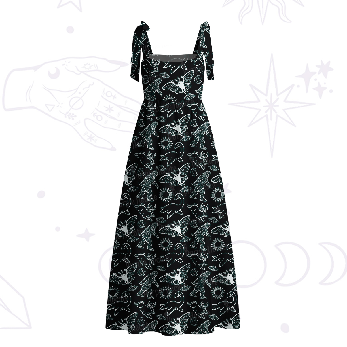 Purplehecate Cryptid Tie Shoulder Maxi Dress